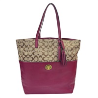 紫色 米色 帆布 托特包 【COACH 寇馳】 26476