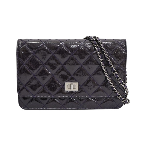 紫色 菱格紋 漆皮 2.55 鍊帶 肩背包 A80834【CHANEL 香奈兒】 A80834