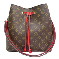 棕色 原花 PVC塗層帆布 紅色牛皮 NeoNoe MM 水桶包 肩背包【LOUIS VUITTON LV 路易威登】 M44021