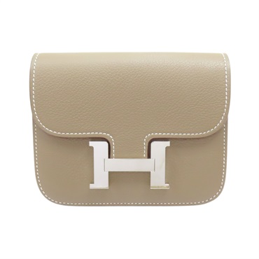 大象灰 Evercolor牛皮 Constance Slim 扣式 短夾 W刻 銀扣【HERMES 愛馬仕】 R00793H082214CK18
