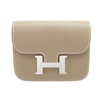 大象灰 Evercolor牛皮 Constance Slim 扣式 短夾 W刻 銀扣【HERMES 愛馬仕】 R00793H082214CK18