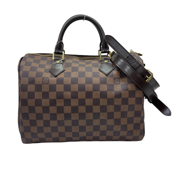 棕色 棋盤格帆布 Speedy Bandouliere 30 兩用包 金和【LOUIS VUITTON LV 路易威登】 N41367