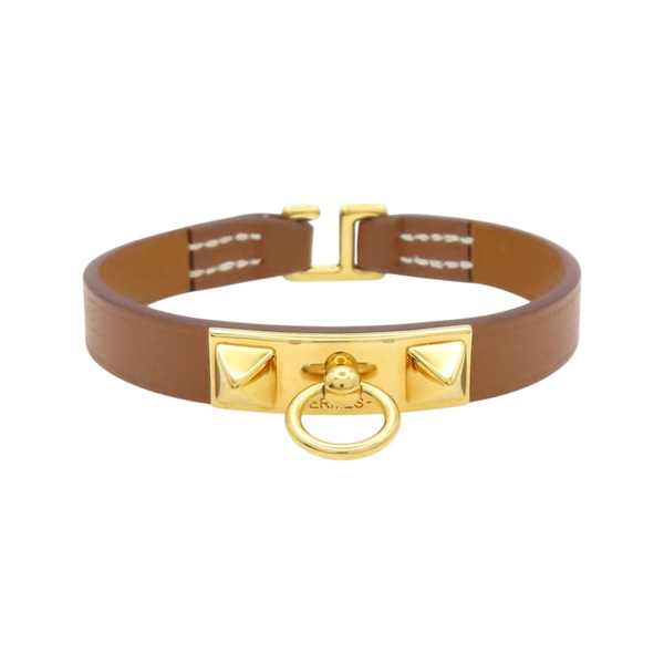 棕色 牛皮 Rivale Mini 手環 Z刻【HERMES 愛馬仕】