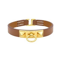 棕色 牛皮 Rivale Mini 手環 Z刻【HERMES 愛馬仕】