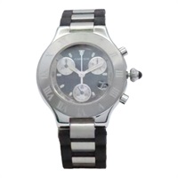 黑錶面 不鏽鋼錶帶 Must 21 Chronoscaph 鋼石英男錶【Cartier 卡地亞】 W10125U2