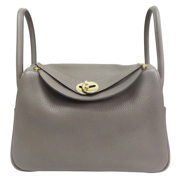 錫器灰 TC牛皮 Lindy 26 肩背包 X刻 金扣【HERMES 愛馬仕】 H073428CC8F