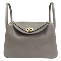 錫器灰 TC牛皮 Lindy 26 肩背包 X刻 金扣【HERMES 愛馬仕】 H073428CC8F