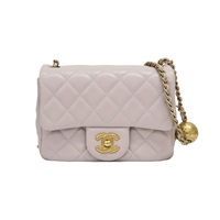 紫色 菱格紋 羊皮 Pearl Crush 金球 鍊帶 肩背包【CHANEL 香奈兒】 AS1786