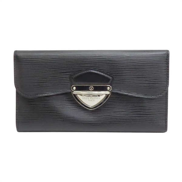黑色 Epi 水波紋牛皮 Eugenie 三折長夾【LOUIS VUITTON LV 路易威登】 M63882