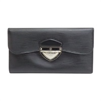 黑色 Epi 水波紋牛皮 Eugenie 三折長夾【LOUIS VUITTON LV 路易威登】 M63882