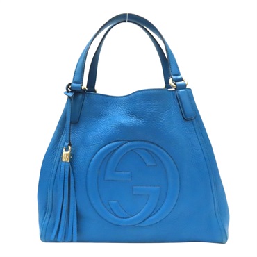 藍色牛皮 流蘇 Soho 肩背包 金扣【GUCCI 古馳】 282309