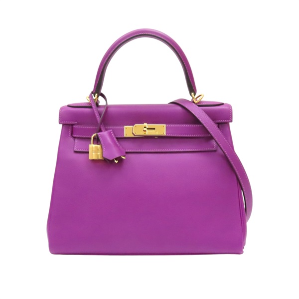 海葵紫 EverColor 牛皮 Kelly 28 凱莉包 兩用包 Y刻 金扣【HERMES 愛馬仕】 H070443CC