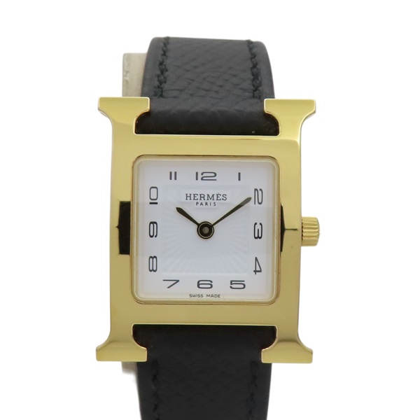 白色錶盤 黑色皮帶 Heure H腕錶【HERMES 愛馬仕】 H