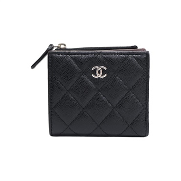 黑色 菱格紋 牛皮 兩折 短夾 AP3388【CHANEL 香奈兒】 AP3388