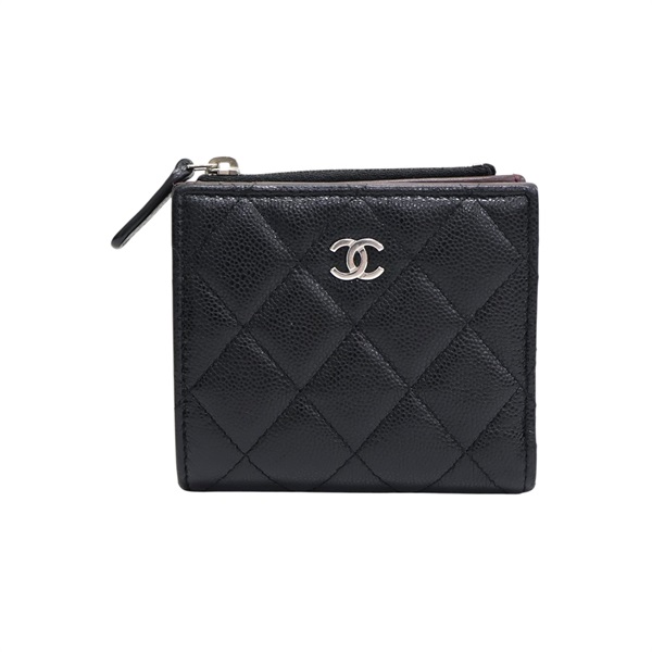 黑色 菱格紋 牛皮 兩折 短夾 AP3388【CHANEL 香奈兒】 AP3388