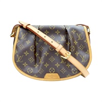 棕色 原花帆布 Menilmontant PM 肩背包【LOUIS VUITTON LV 路易威登】 M40474