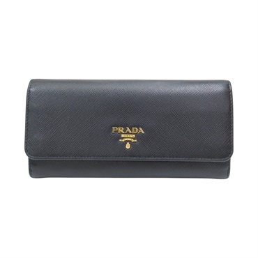 黑色 Saffiano牛皮 VITELLO MOVE 金扣 長夾【PRADA 普拉達】 1MH132