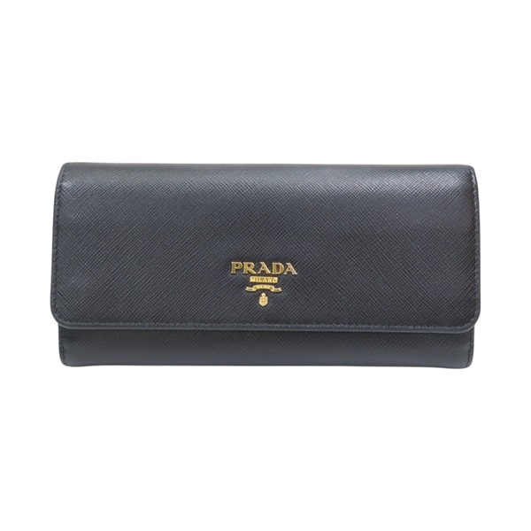 黑色 Saffiano牛皮 VITELLO MOVE 金扣 長夾【PRADA 普拉達】 1MH132