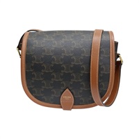 棕色 Triomphe 帆布 凱旋門 Folco 馬鞍包 肩背包【CELINE 賽琳】 191502BZJ