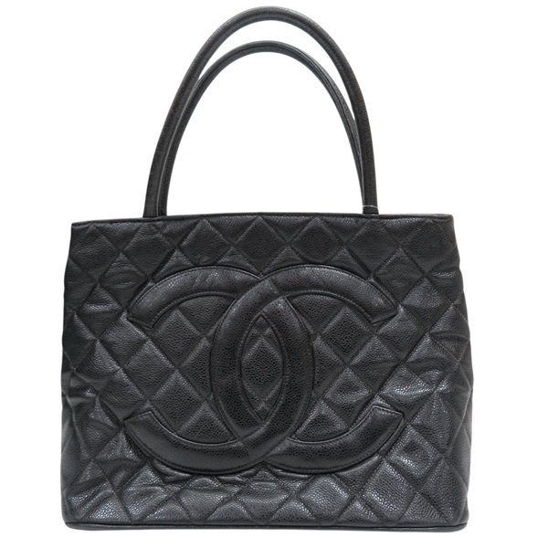 黑色  菱格紋 荔枝紋 牛皮 復刻金幣 手提包【CHANEL 香奈兒】 A01804