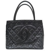 黑色  菱格紋 荔枝紋 牛皮 復刻金幣 手提包【CHANEL 香奈兒】 A01804