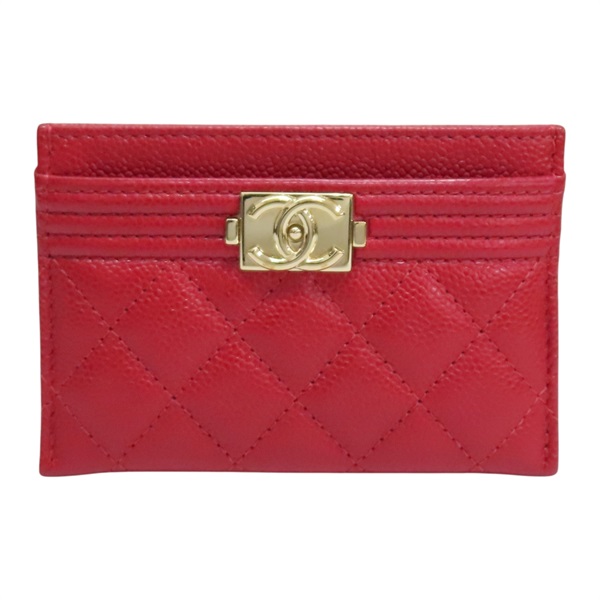紅色 荔枝紋 牛皮 名片夾 卡夾 (無卡)【CHANEL 香奈兒】 A84431