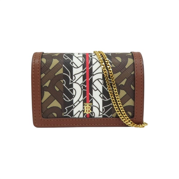 棕色 PVC塗層帆布 Stripe E-Canvas 卡夾 名片夾 8020402【BURBERRY 巴寶莉】 8020402