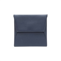 藍色 Evercolor 牛皮 Bastia 扣式 零錢包 Y刻【HERMES 愛馬仕】