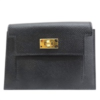 黑色 Epsom牛皮 Kelly pocket 短夾 金釦 Y刻【HERMES 愛馬仕】 H079001CC89