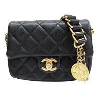 黑色 菱格紋 荔枝紋 牛皮 MINI方胖 肩背包 金釦【CHANEL 香奈兒】 AS2482