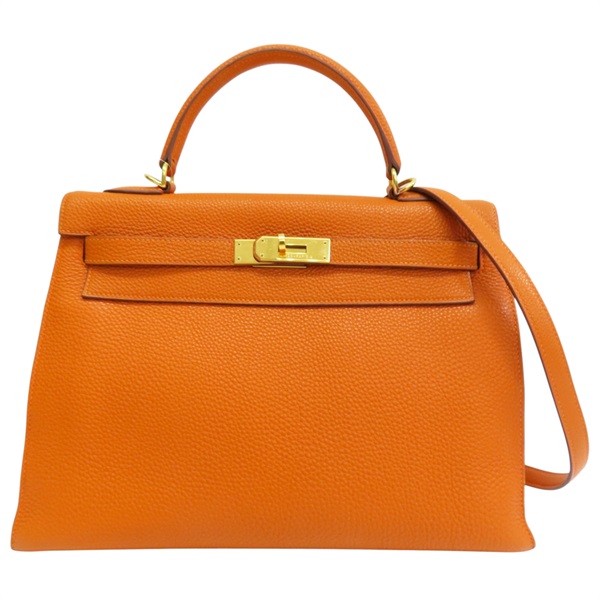 橘色 TC牛皮 Kelly 32 凱莉包 兩用包 口H刻 金釦 (無鎖頭)【HERMES 愛馬仕】