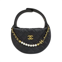 黑色 荔枝紋 牛皮 月牙包 手提包【CHANEL 香奈兒】 AP4584