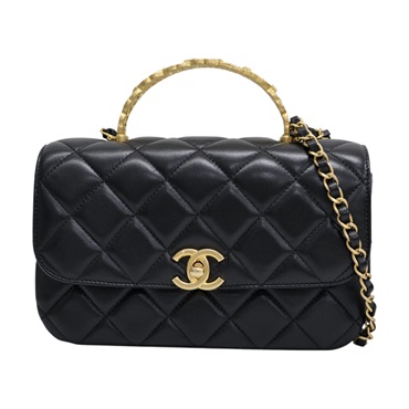 黑色 菱格紋 羊皮 Mini 手提翻蓋包 肩背包【CHANEL 香奈兒】 AS4808