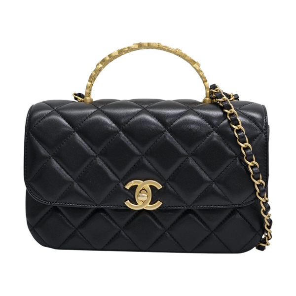 黑色 菱格紋 羊皮 Mini 手提翻蓋包 肩背包【CHANEL 香奈兒】 AS4808