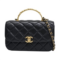 黑色 菱格紋 羊皮 Mini 手提翻蓋包 肩背包【CHANEL 香奈兒】 AS4808