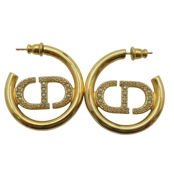 金色 金屬 Montaigne 圓環CD Logo 針式耳環【Dior 迪奧】 E0250WOMMT_D300
