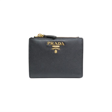 黑色牛皮 扣式 短夾 1ML023【PRADA 普拉達】 1ML023