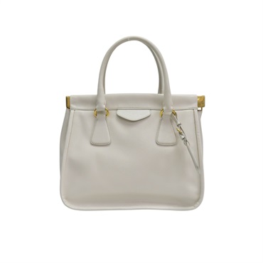 白色 防刮牛皮 Saffiano Lucido 手提包 金屬斷裂【PRADA 普拉達】 BN2185