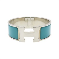 銀色鍍金 綠色琺瑯 Clic Clac H 手環【HERMES 愛馬仕】