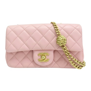 粉色 菱格紋 羊皮 Camellia Crush mini Flap 肩背包【CHANEL 香奈兒】 AS4041