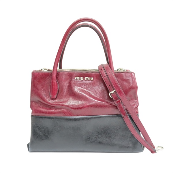 紅/黑色 亮面牛皮 兩用包【MIU MIU 繆繆】 RNB941