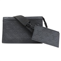 黑色 皮革壓紋 Gaston 肩背包【LOUIS VUITTON LV 路易威登】 M81115
