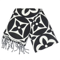 黑白 原花 Medallion 羊毛 圍巾【LOUIS VUITTON LV 路易威登】 M79212