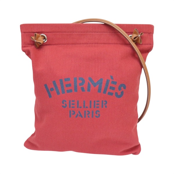紅色 帆布 牛皮 Aline Groom 手提包 B刻【HERMES 愛馬仕】 H000867EK