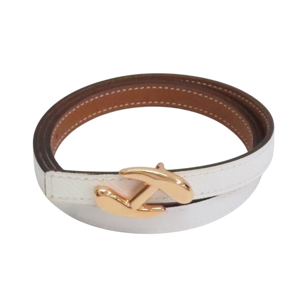 白色Epsom 金棕色 Swift 牛皮 My H 80CM 皮帶 K刻 金釦【HERMES 愛馬仕】 H011842UC10