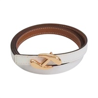 白色Epsom 金棕色 Swift 牛皮 My H 80CM 皮帶 K刻 金釦【HERMES 愛馬仕】 H011842UC10