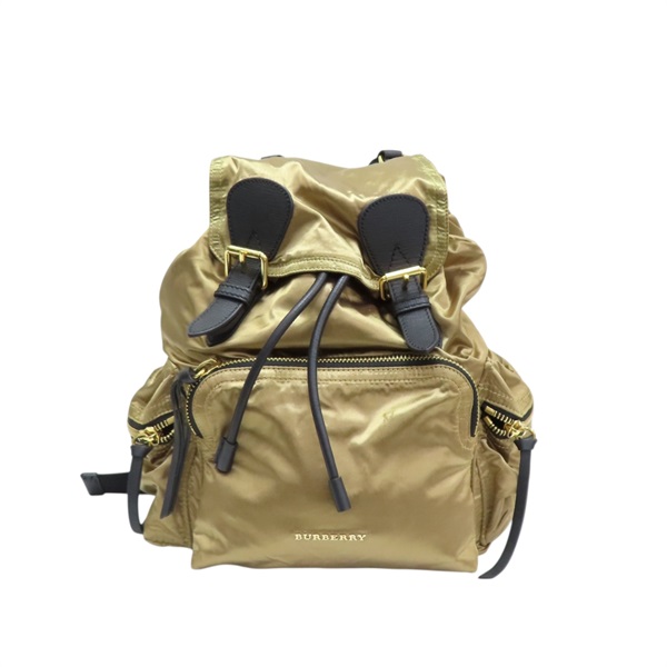 金色尼龍 黑色牛皮 The Rucksack 後背包【BURBERRY 巴寶莉】 4033301