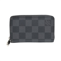 黑色 棋盤格 帆布 Zip Coin Case 零錢包 短夾【LOUIS VUITTON LV 路易威登】 N63076