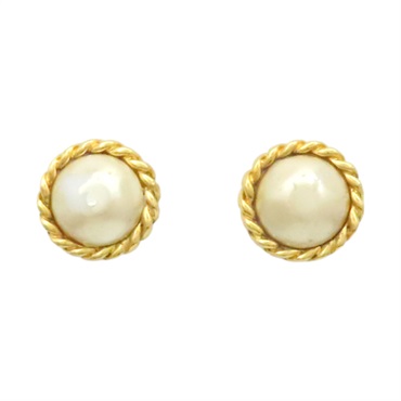 金色鍍金 珍珠 夾式 耳環【CHANEL 香奈兒】