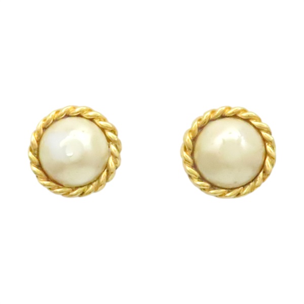 金色鍍金 珍珠 夾式 耳環【CHANEL 香奈兒】